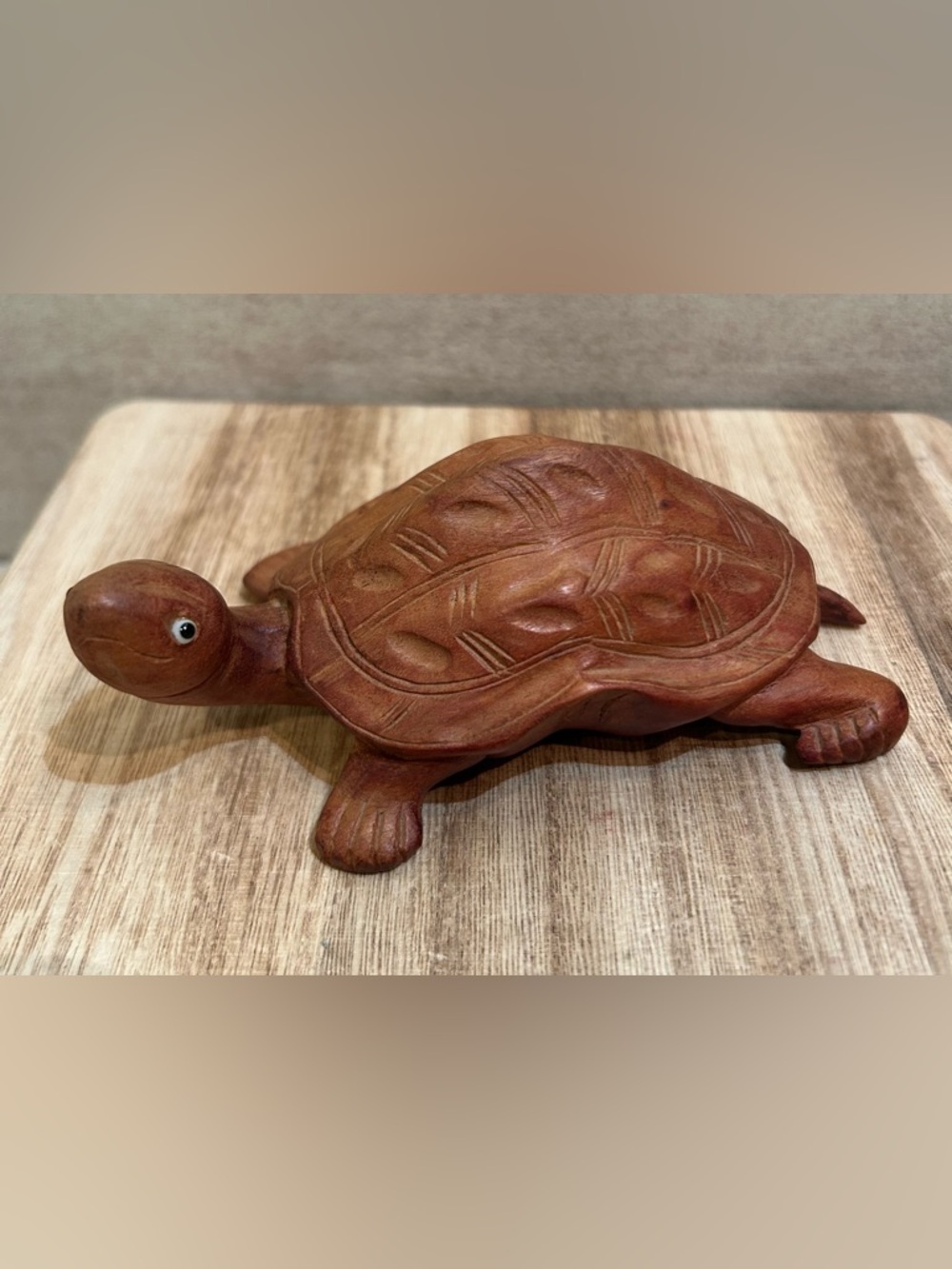 Vintage 1930’s Carved Wooden Turtle Art Decor 5”x2.6”x2”